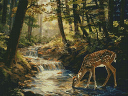 Вышивка крестиком 40х50см, Олень в лесу