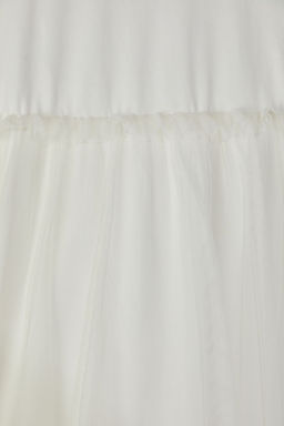 Ekru Pamuklu K?z Cocuk Basic K?sa Kol Mini Tutulu Bayraml?k Dokuma Elbise TKDSS25EL00075 - Trendyolmilla фото 4