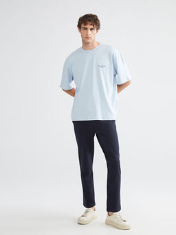 Bisiklet Yaka Bask?l? Penye Erkek Ti??rt