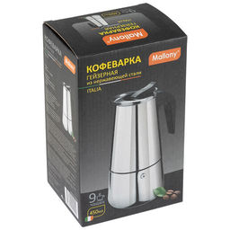 Гейзерная кофеварка ITALIA, объем 450 мл/9 чашек, из нержавеющей стали арт.104759 - Mallony фото 3