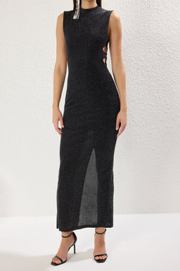 Siyah Cut Out/Pencere Detayl? Simli Orme Maxi Abiye & Mezuniyet Elbise TPRSS25AE00100 - Trendyolmilla фото 3