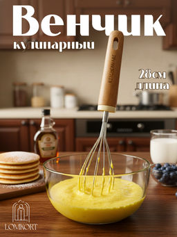 Цена за 2 шт. Венчик с деревянной ручкой Kitchenware OLS-414-2