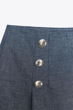 BUTTON DETAIL BERMUDA SHORTS IN A LINEN BLEND - Zara фото 9