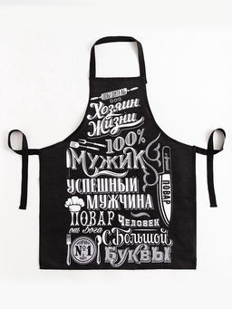 Фартук Доляна. 100% Мужик, черный, 70?60 см,100% хлопок, рогожка 160 г/м?