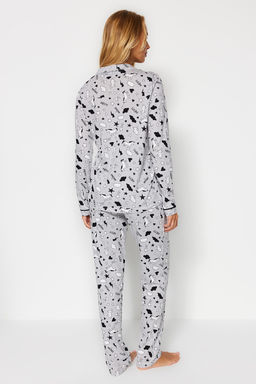Gri Desenli Orme Pijama Tak?m? THMAW21PT0863 - Trendyolmilla фото 6