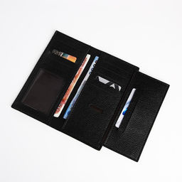 Портмоне мужское без застежки, отдел для купюр, для карт, для монет, чёрное