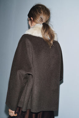 WOOL JACKET WITH FAUX FUR COLLAR ZW COLLECTION - Zara фото 12