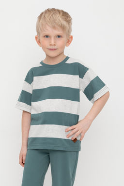 Crockid _ КР 302475/темный малахит,полоска к530 фуфайка для мал