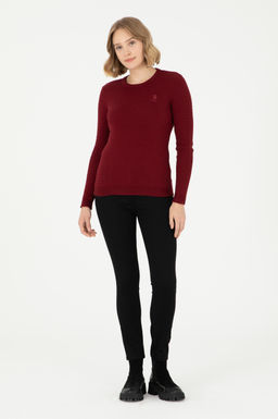 Женский бордово-красный базовый свитер - U.s. polo assn фото 4