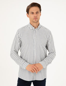 Рубашка Regular Fit темно-синяя в полоску