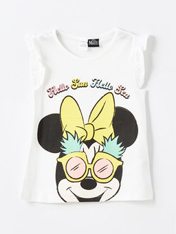 Bisiklet Yaka Kolsuz Minnie Mouse Bask?l? K?z Bebek Atlet