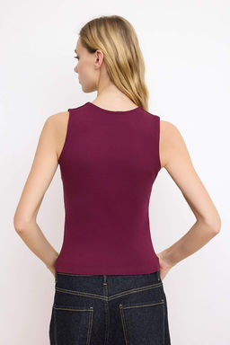 Murdum Duz Kare Yaka Ask?l? Buzgulu Fitted/Vucuda Oturan Esnek Orme Bluz TWOSS24BZ00400