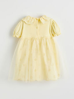 T?l Detayl? Bebe Yaka K?z Bebek Elbise