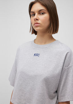 Mavi Logo Bask?l? Gri Crop Tisort  фото 5