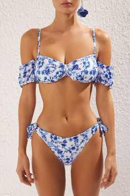 Trendyolmilla Cicek Desenli Straplez Tak C?kar Kol Detayl? Baglamal? Bikini Ustu TBESS25BU00016  фото 2