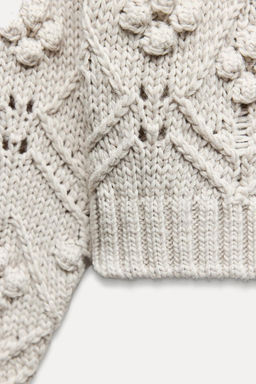 CABLE-KNIT SWEATER WITH POMPOMS - Zara фото 6