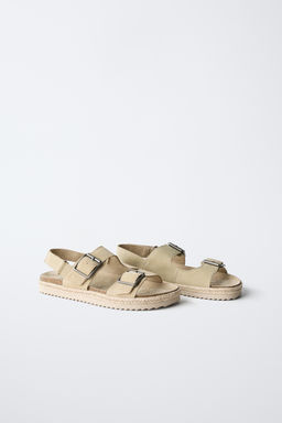 LEATHER SANDALS WITH JUTE BUCKLES - Zara фото 2