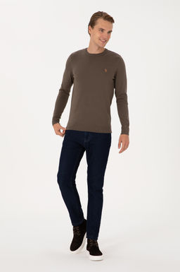 Erkek Slim Fit Bisiklet Yaka Vizon Basic Kazak - U.s. polo assn фото 4
