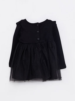 Bisiklet Yaka Uzun Kollu Bask?l? K?z Bebek Elbise ve Sa? Band? 2li Tak?m - Waikiki фото 2