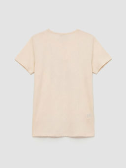 Bisiklet Yaka Bask?l? K?z ?ocuk Ti??rt