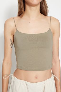 TRENDYOLMILLA Kahverengi-Bej 2li Paket Pamuklu Spagetti Ask?l? Crop Esnek Orme Atlet TWOSS21AL0196 фото 17