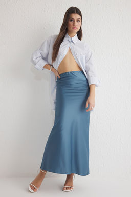 TRENDYOLMILLA Siyah Saten Bal?k Shape Maxi Boy Dokuma Etek TWOSS24ET00120  фото 8