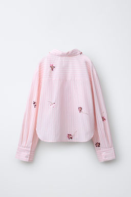 CAMISA Y TOP RAYAS FLORES LENTEJUELAS / Rosa pastel - Zara фото 2