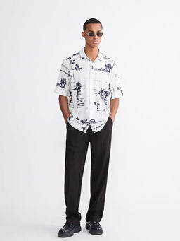 Regular Fit K?sa Kollu Desenli Erkek G?mlek