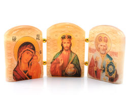 Икона из селенита триптих №1 135*65мм Радуга камня