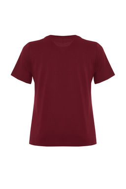 TRENDYOLMILLA Bordo %100 Pamuk Slogan Bask?l? Regular/Normal Kesim Orme T-Shirt TWOSS24TS00138  фото 7