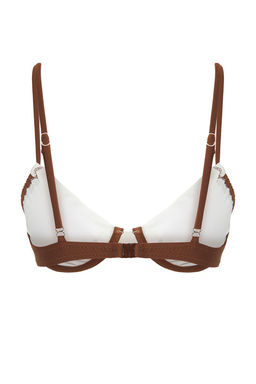 TRENDYOLMILLA Kahverengi Beyaz Seritli Balkonet Bikini Ustu TBESS25BU00063 фото 5