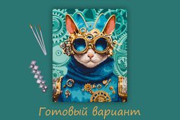 ФРЕЯ PNB/PLPT-173 Набор для раскрашивания по номерам ( с поталью ) 50 х 40 см Кот в стиле стимпанк