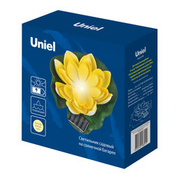 USL-S-827/PT060 YELLOW WATERLILY Садовый светильник на солнечной батарее Желтая кувшинка. Плавающий. 1 светодиода. Теплый белый свет. 1*ААA Ni-Mh аккумулятор в/к. IP44. TM Uniel - Volpe фото 7