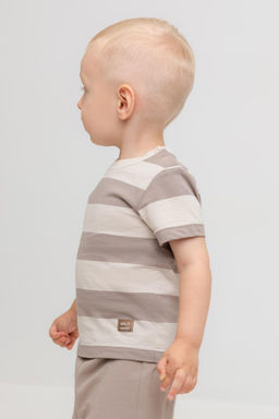 Crockid _ КР 302374/бежевый,коричневый,полоска к552 фуфайка (футболка) д/мал яс  фото 4