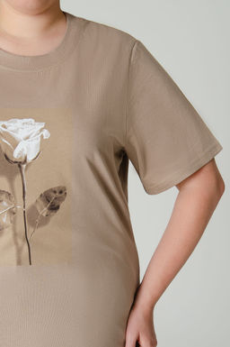 Арт. 31137 Футболка женская оверсайз 50-58 (5 шт) Цвет:бежевый - Калинка фото 14