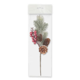 Blumentag VDD-49 Веточка декоративная с ягодами и шишками 6 х 1 шт. 34.5 см 01  фото 3
