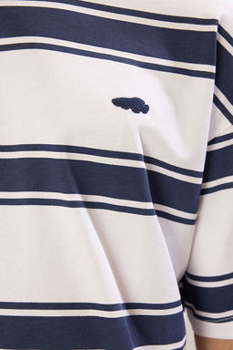 TRENDYOL MAN Beyaz Oversize/Genis Kesim Cizgili Kal?n %100 Pamuk Tok Kumas T-shirt TMNSS25TS00020 - Trendyolmilla фото 7