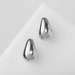 Серьги пластик Капля структура мини, цвет серебро - Qf фото 3