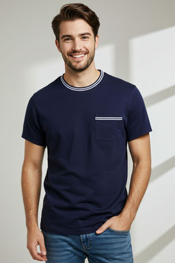 TRENDYOL MAN Lacivert Regular/Normal Kesim Cep ve Triko Bant Detayl? %100 Pamuk Basic Tok T-shirt TMNSS25TS00035 - Trendyolmilla фото 9