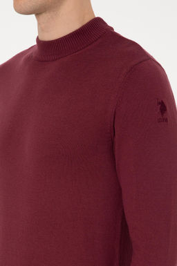 Джемпер Slim Fit Polo Yaka бордовый из хлопка
