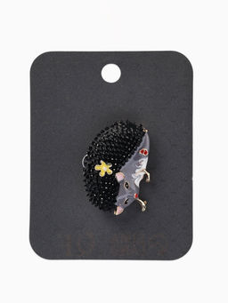 Брошь «Ежик» с цветами, цвет серый в серебре