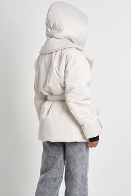 Куртка утепленная со съемным капюшоном жемчужная