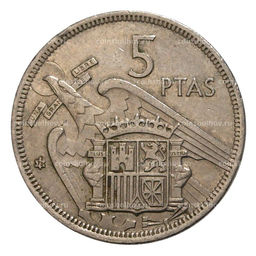 Монета 5 песет 1957 (73) года