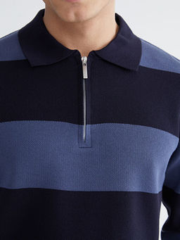 Polo Yaka ?izgili Erkek Triko Kazak