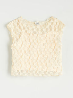 Bisiklet Yaka Dantel Detayl? K?z ?ocuk Bluz ve Etek