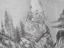 07с-21 ЯК Скатерть 150*250 "Зима в лесу" (олени) цв. серый