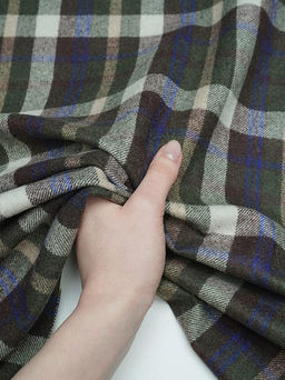 Шерсть пальтово-костюмная Твид Клетка цв.молочный/коричневый/зеленый, ш.1.5м, шерсть-60%, п/э-40% - Купава фото 2