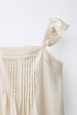 MONO LARGO PUNTILLA CON LINO / Crudo