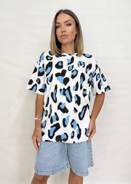 K12858 Футболка OVER SIZE СИНИЙ