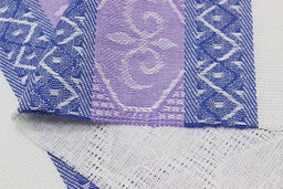 Холст полотенечный жаккард Ромбы на белом с каймой цв.сиреневый/синий, ш.0.5м, лен-30%, хл-70% - Купава фото 3